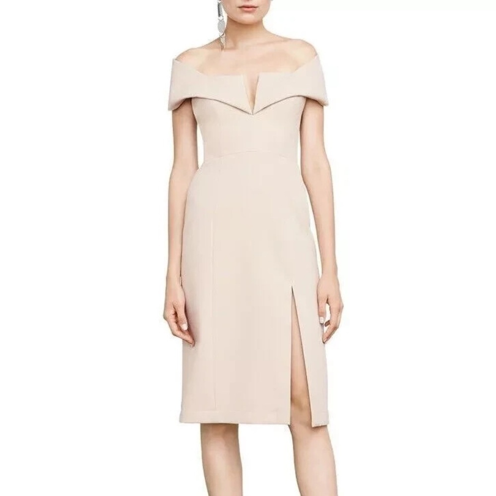 BCBGMaxAzria Marquise Bare Pink Split V-Neck Dress